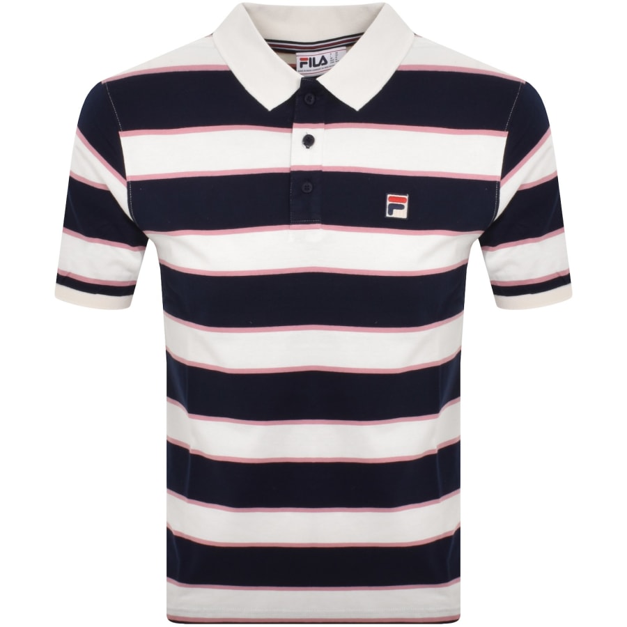 Fila Vintage Edmond Stripe Polo T Shirt Navy